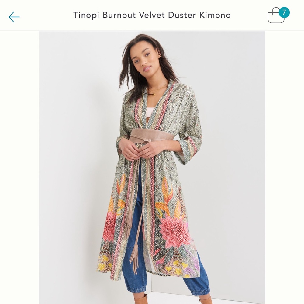 Anthropologie Tinopi Burnout Velvet Duster Kimono